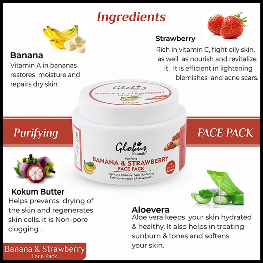 Globus Naturals Purifying Banana & Strawberry Anti Aging Face Pack