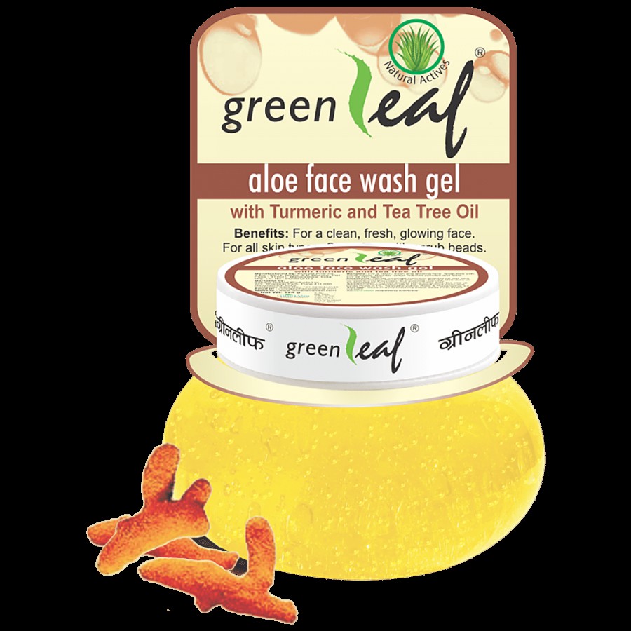 Green Leaf Aloe Face Wash Gel - With Turmeric Extract