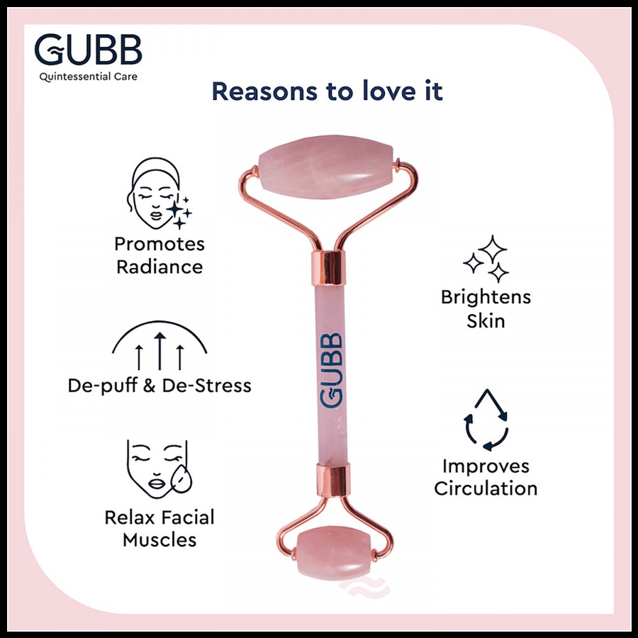 Gubb Rose Quartz Face Roller & Gua Sha - Improves Blood Circulation