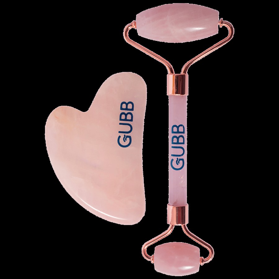 Gubb Rose Quartz Face Roller & Gua Sha - Improves Blood Circulation