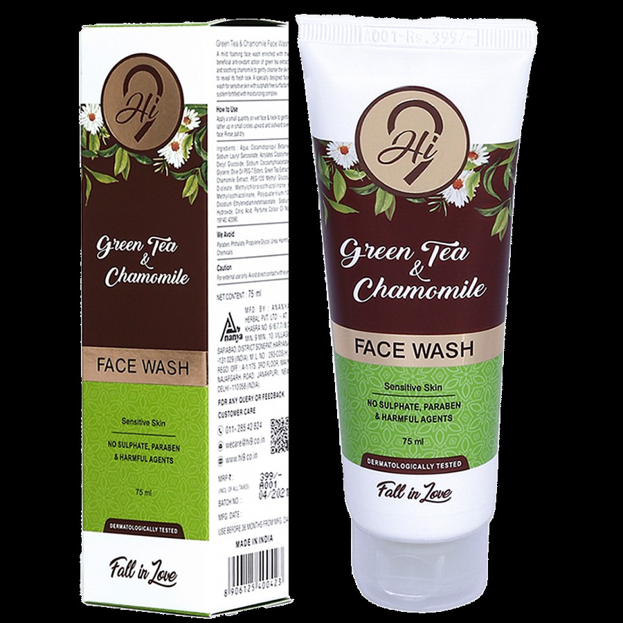 Hi9 Green Tea & Chamomile Face Wash - Improves Skin Tone