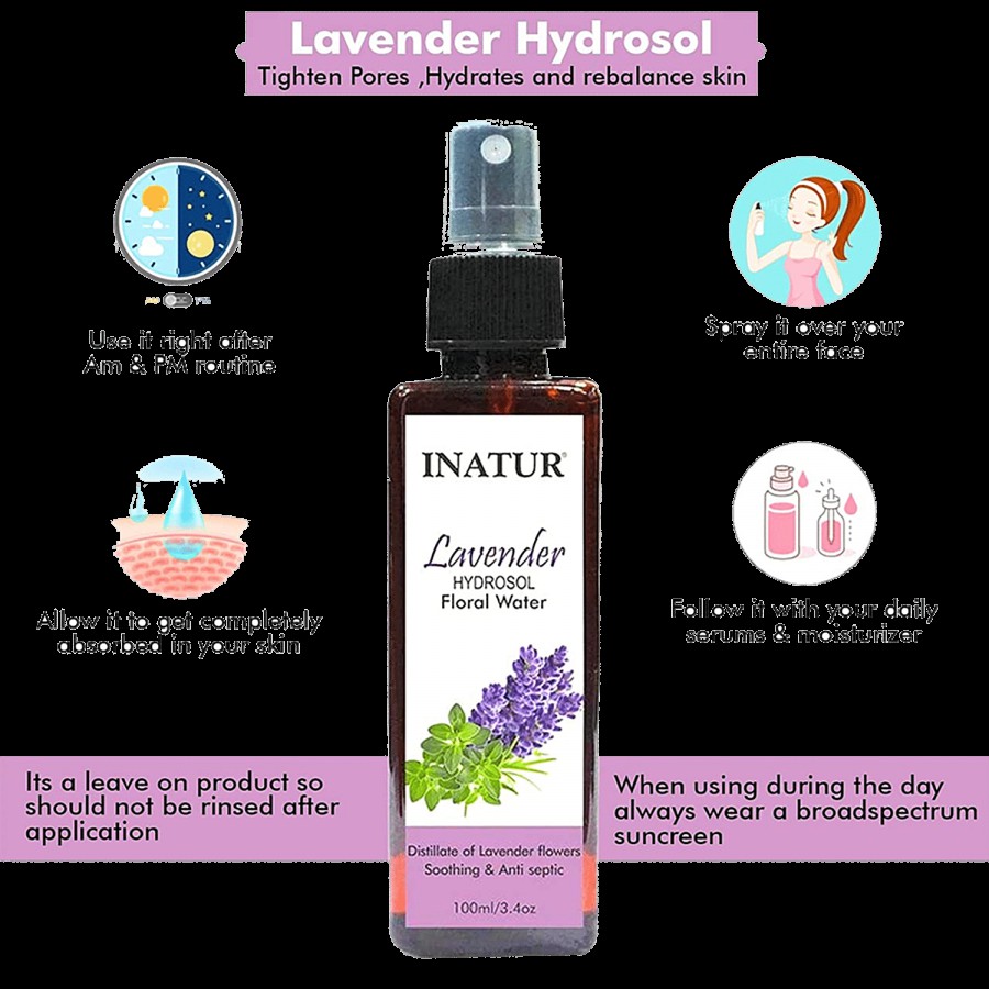 INATUR  Lavender Hydrosol Floral Water - Soothes Inflammation