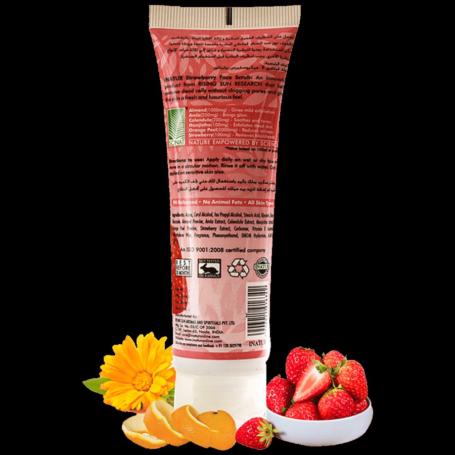 INATUR  Strawberry Face Scrub - Almond & Amla