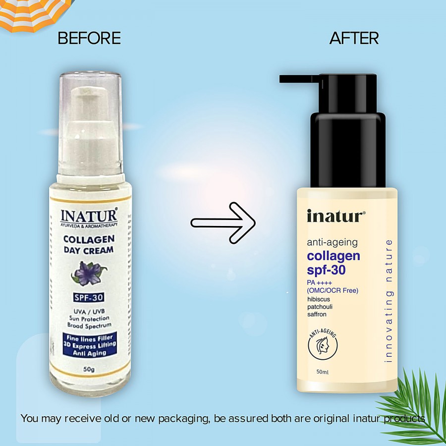 Inatur Anti-Ageing Collagen SPF-30 PA++++ Sunscreen Moisturizer - With Hibiscus