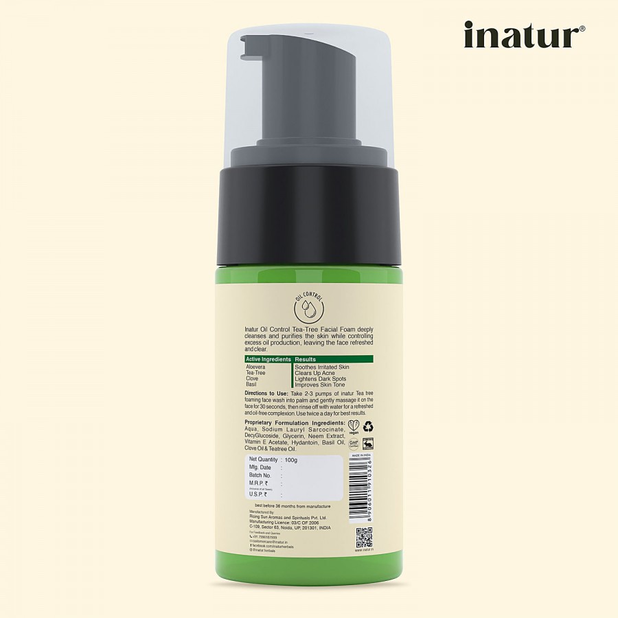 Inatur Oil Control Tea Tree Foaming Facewash