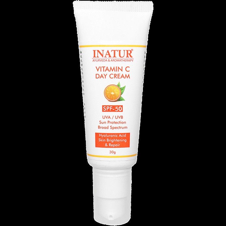 Inatur Vitamin C Day Cream With SPF-50 - Hydrates & Provides Sun Protection & Radiant Skin