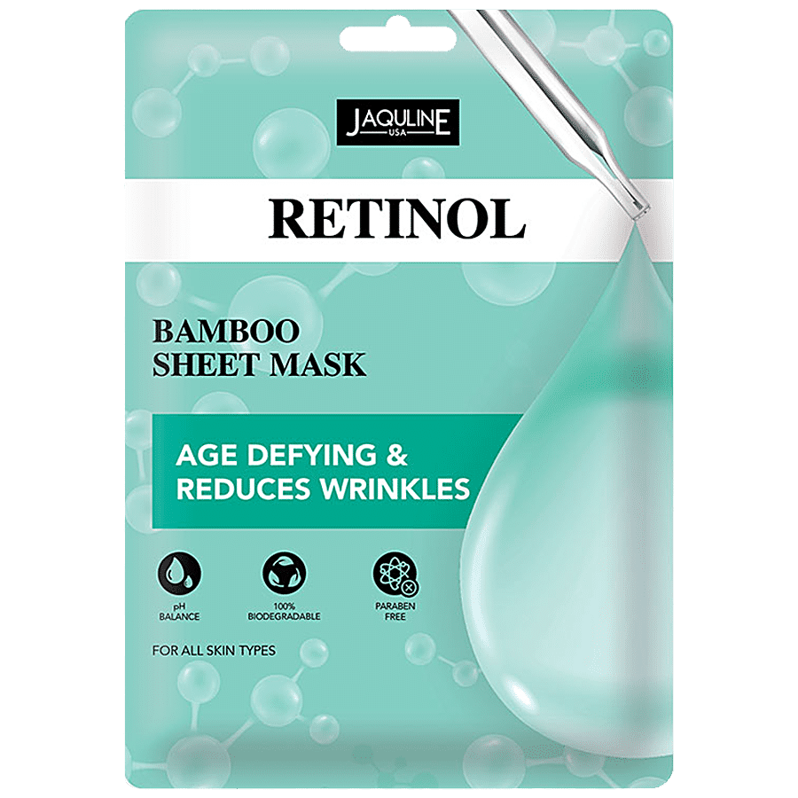 Jaquline USA Retinol Bamboo Sheet Mask - Age Defying & Reduces Wrinkles