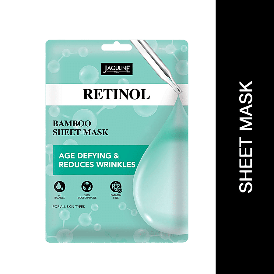 Jaquline USA Retinol Bamboo Sheet Mask - Age Defying & Reduces Wrinkles