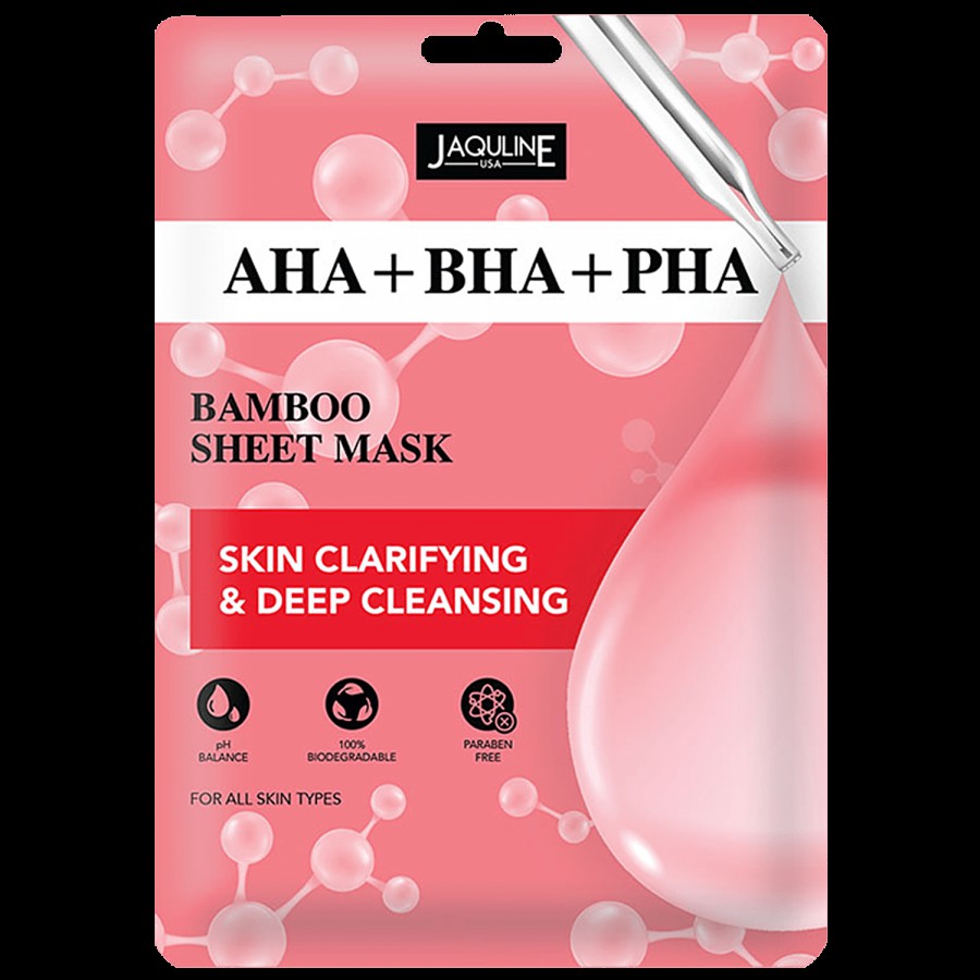 Jaquline USA AHA+BHA+PHA Bamboo Sheet Mask - Deeply Cleanses