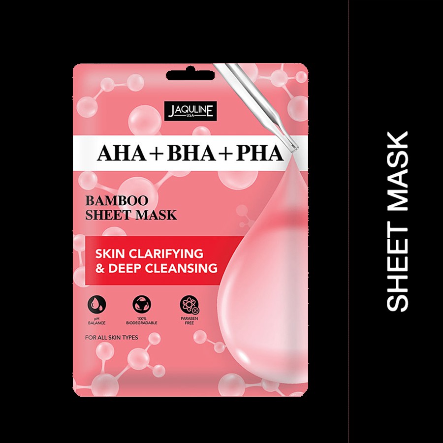 Jaquline USA AHA+BHA+PHA Bamboo Sheet Mask - Deeply Cleanses