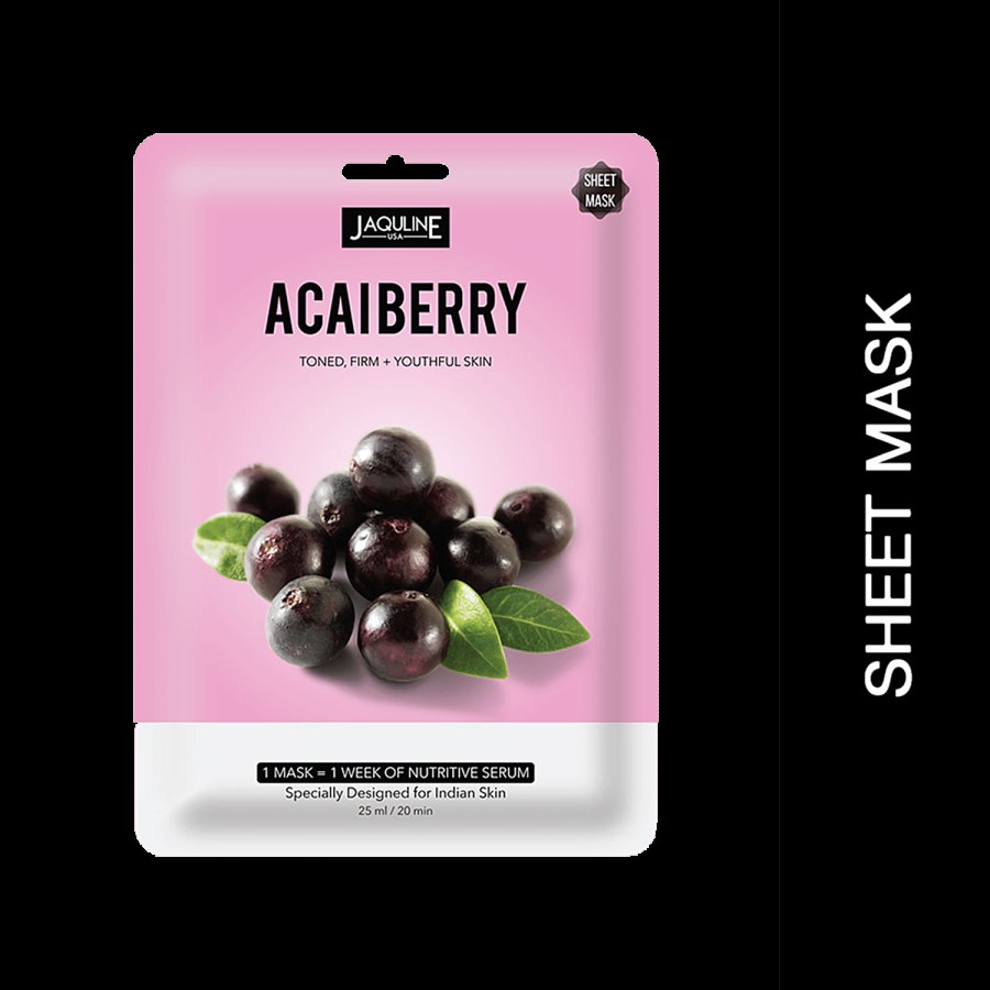 Jaquline USA Acaiberry Sheet Mask - For Toned & Firm Skin