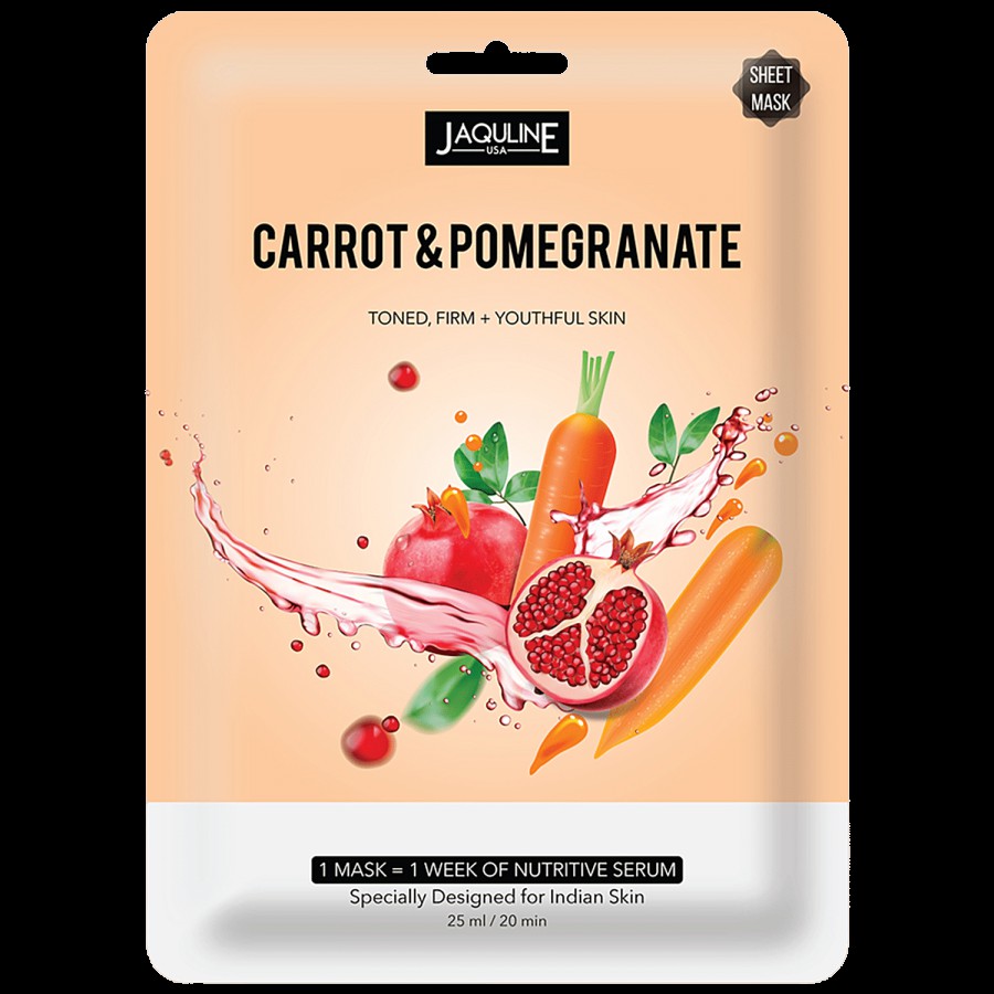 Jaquline USA Carrot & Pomegranate Sheet Mask - For Toned