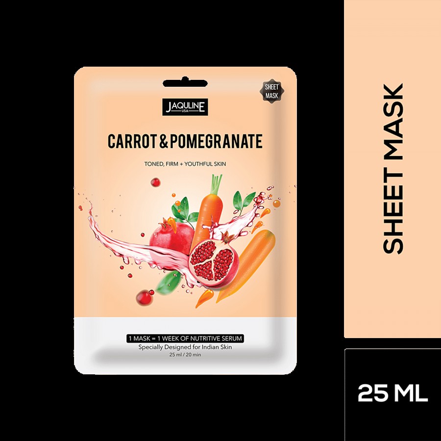 Jaquline USA Carrot & Pomegranate Sheet Mask - For Toned