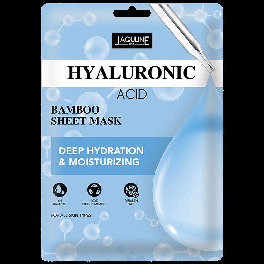 Jaquline USA Hyaluronic Acid Bamboo Sheet Mask - For Deep Hydration & Moisturizing