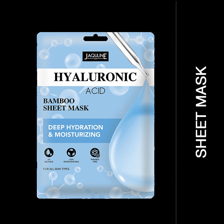 Jaquline USA Hyaluronic Acid Bamboo Sheet Mask - For Deep Hydration & Moisturizing