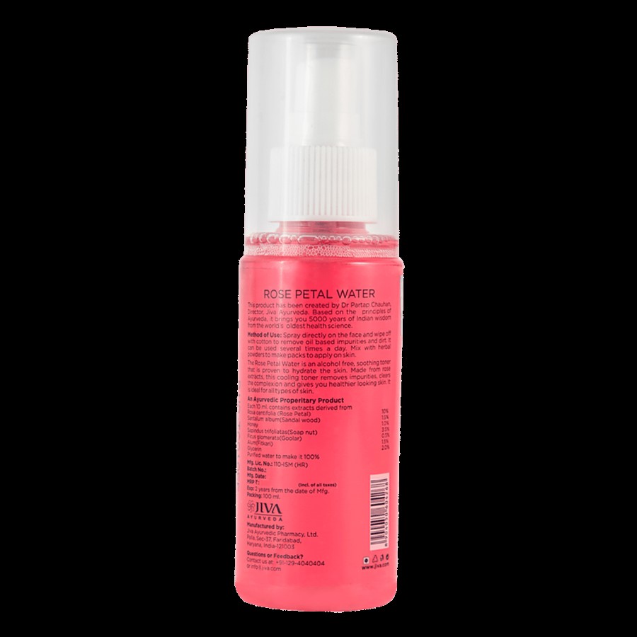 Jiva Ayurveda Rose Petal Water Cleanser & Toner - Cools & Calms The Skin