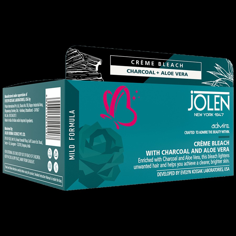 Jolen New York Crème Bleach With Charcoal & Aloe Vera - For Even Toned Skin