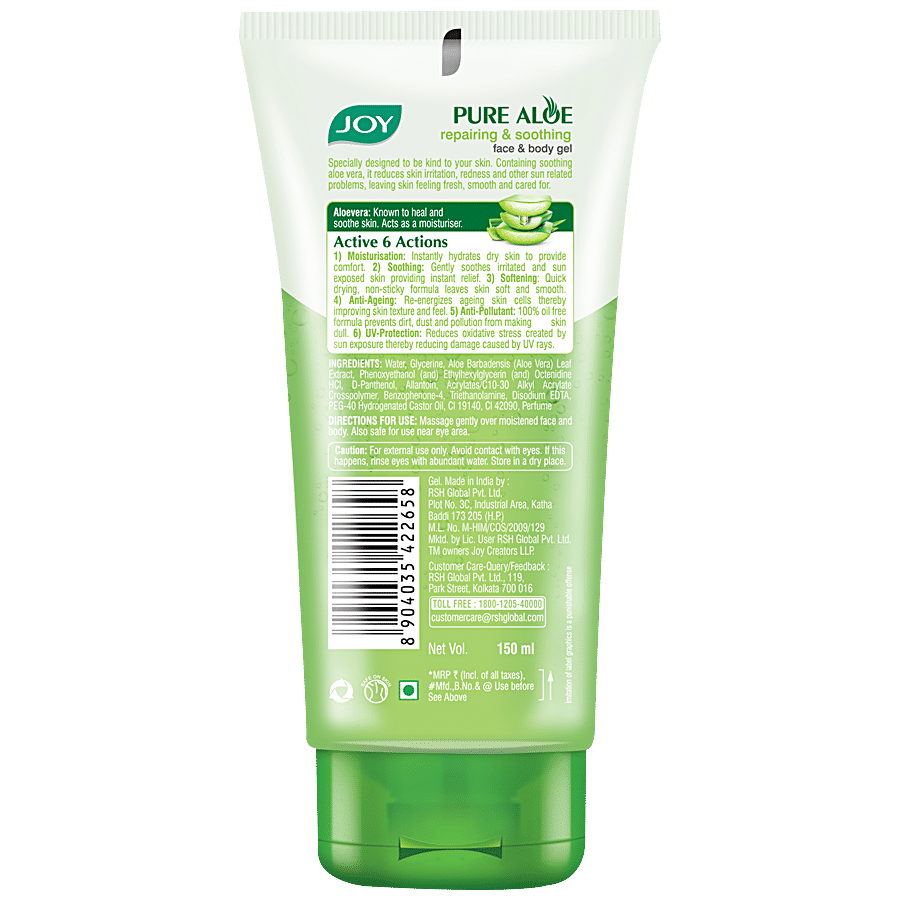 Joy Pure Aloe Repairing & Soothing Face & Body Gel - Helps Reduce Acne