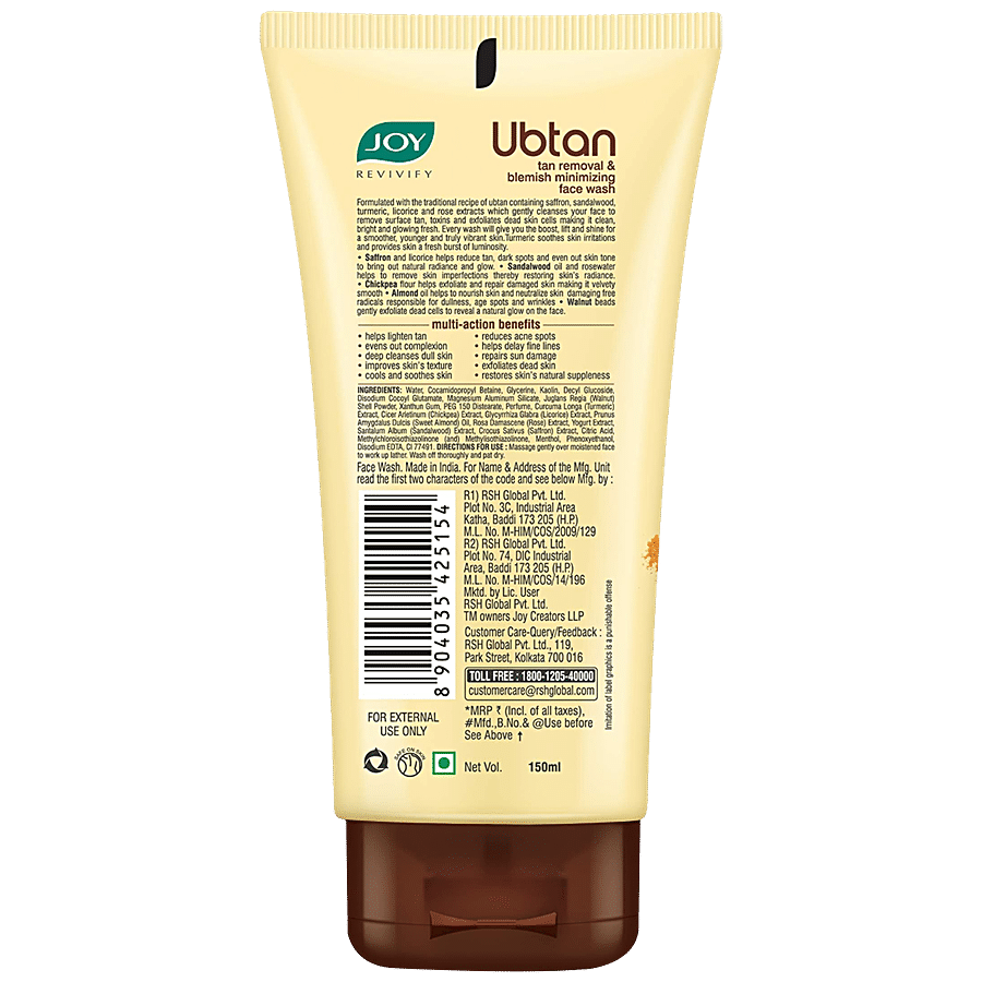 Joy Ubtan Face Wash - Saffron & Turmeric