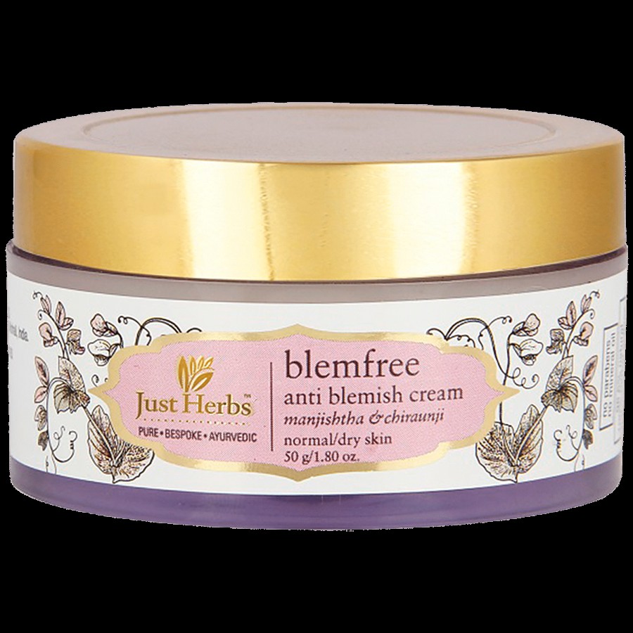 Just Herbs Blemfree Anti Blemish Cream - For Normal & Dry Skin