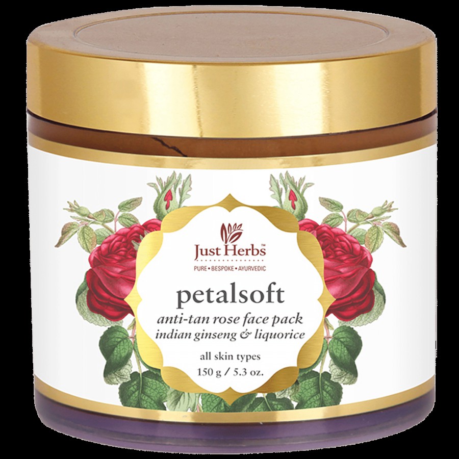 Just Herbs Petal Soft Antitan Rose Face Pack - Indian Ginseng & Liquorice