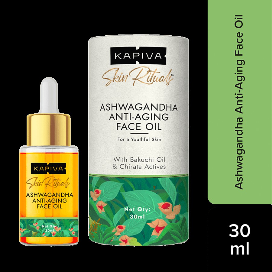 Kapiva Skin Rituals Ashwagandha Anti-Aging Face Oil - Provides Glow