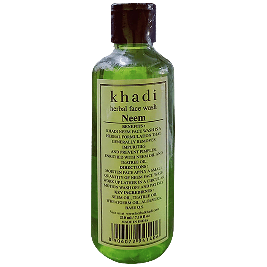 Khadi Herbal Neem Face Wash - Removes Dirt & Impurities