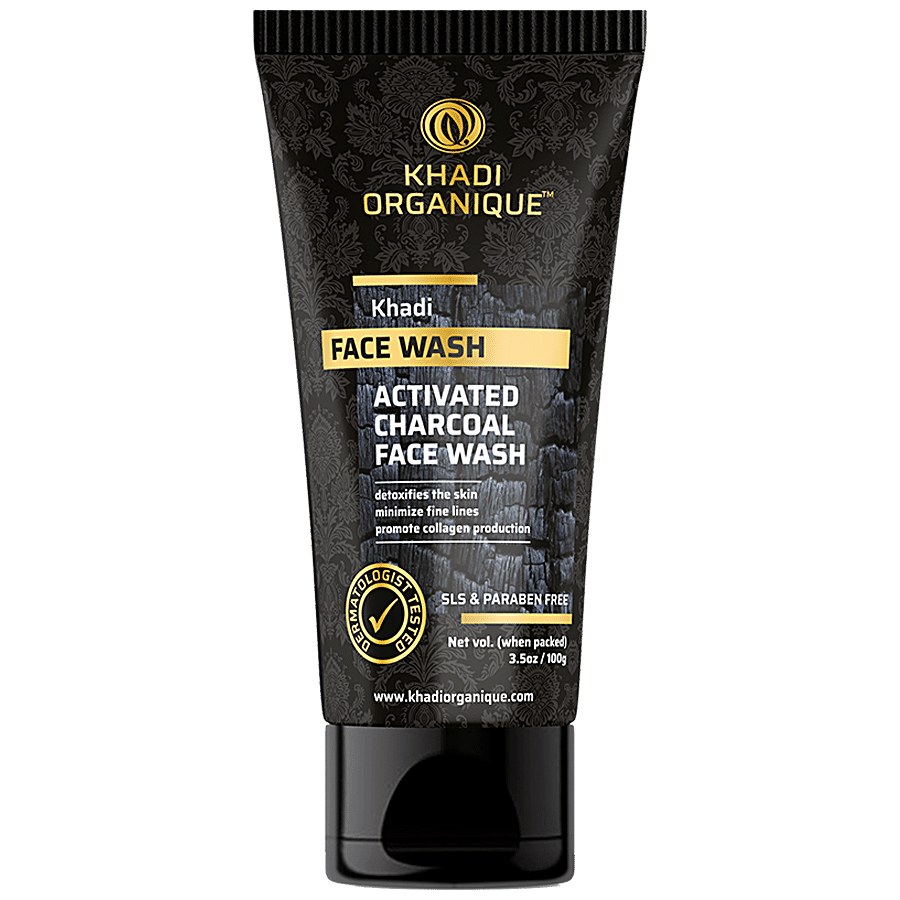 Khadi Organique Activated Charcoal Face Wash - Promote Collagen Production