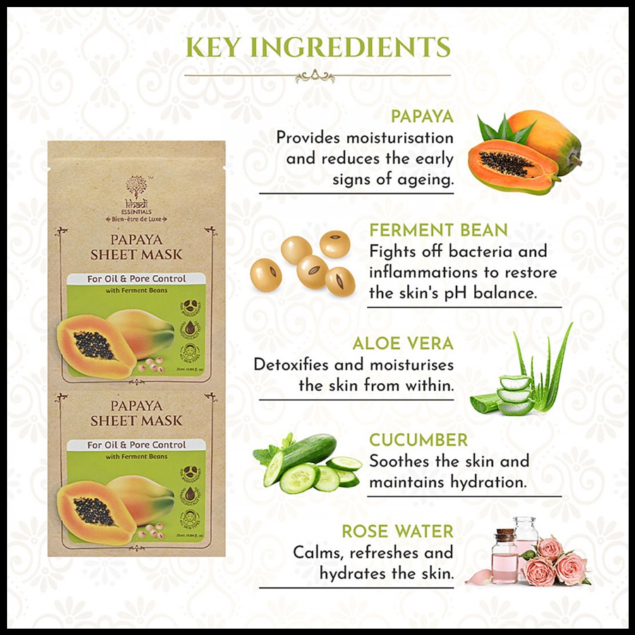 Khadi Essentials Papaya Sheet Mask - With Ferment Beans