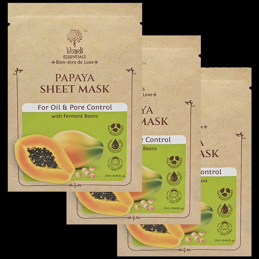 Khadi Essentials Papaya Sheet Mask - With Ferment Beans