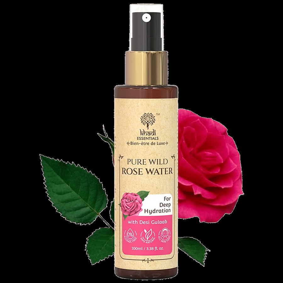 Khadi Essentials Pure Wild Rose Water - With Desi Gulaab