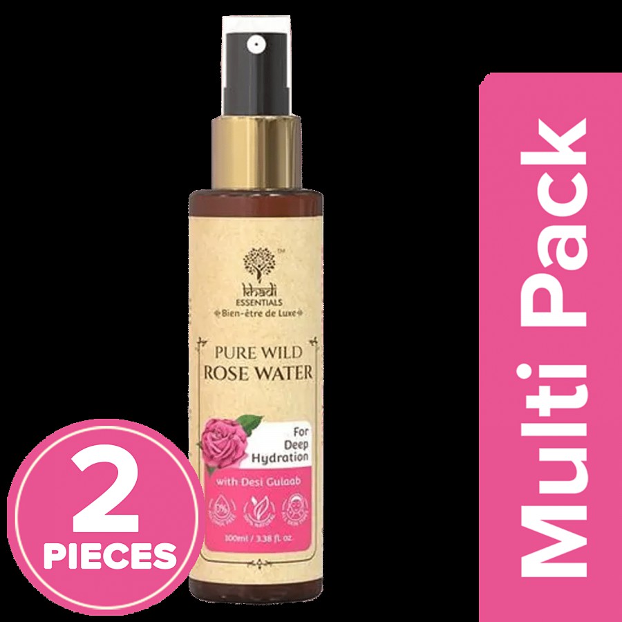 Khadi Essentials Pure Wild Rose Water - With Desi Gulaab