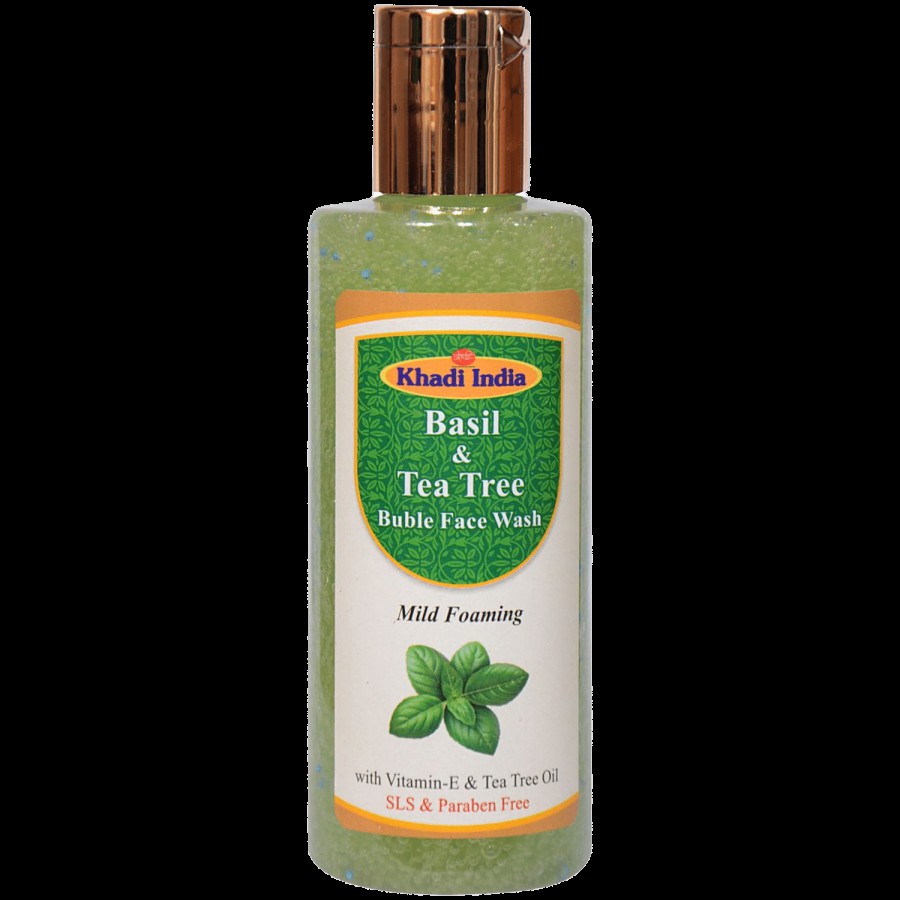 Khadi India Basil & Tea Tree Buble Face Wash - SLS & Paraben Free