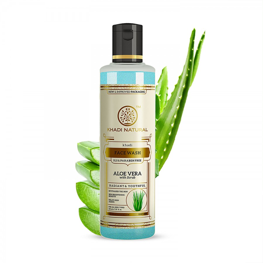 Khadi Natural Aloe Vera Face Wash With Scrub - Deeply Exfoliates Skin