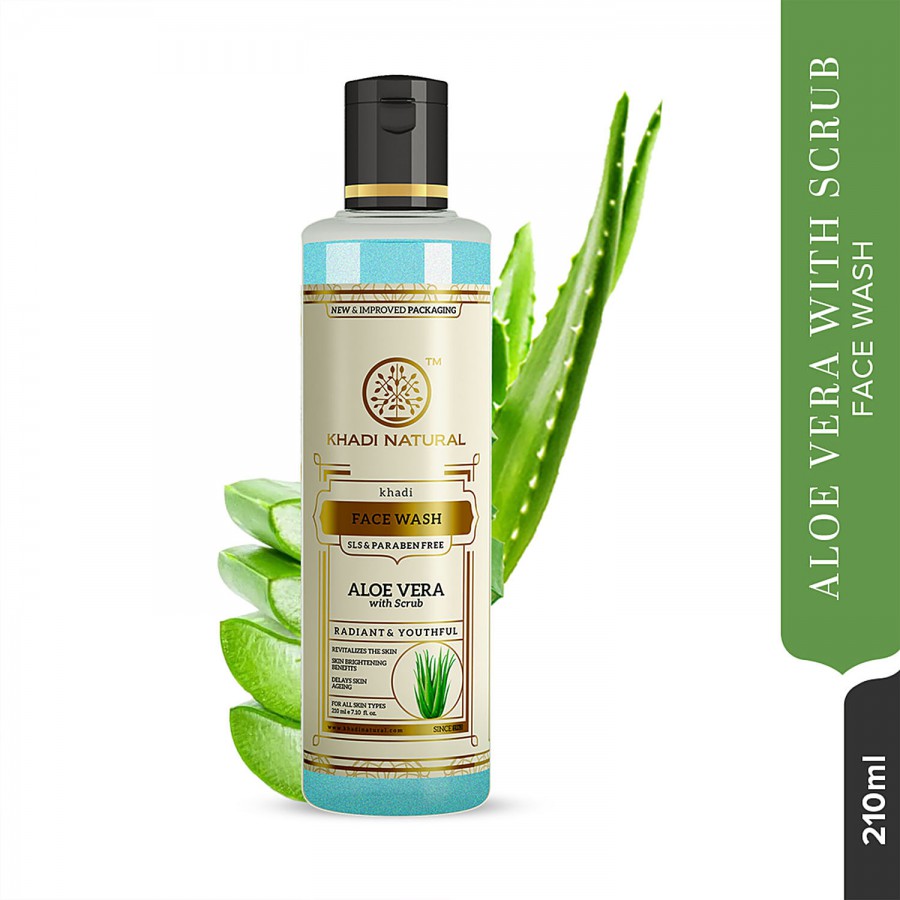 Khadi Natural Aloe Vera Face Wash With Scrub - Deeply Exfoliates Skin