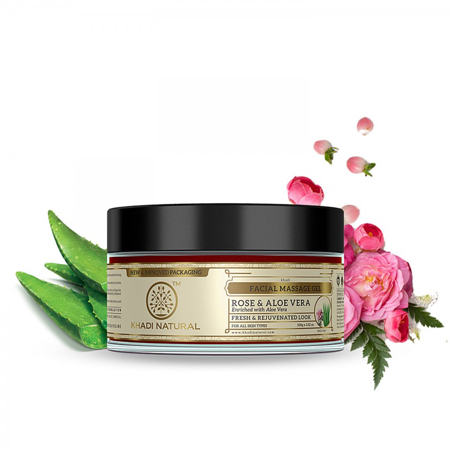 Khadi Natural Herbal Rose & Aloevera Facial Massage Gel