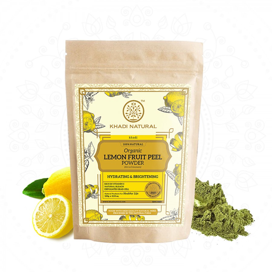 Khadi Natural Lemon Fruit Peel Organic Powder - Exfoliates Dead Cells