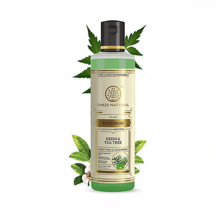 Khadi Natural Neem & Tea Tree Face Wash - Cleanses & Purifies Skin