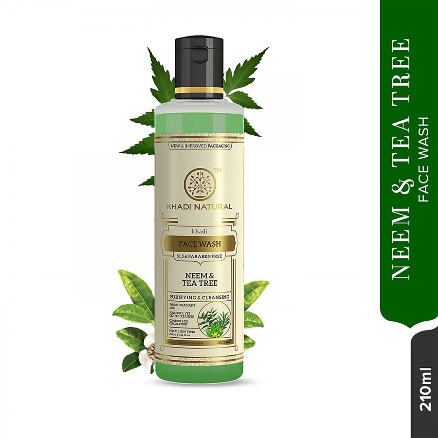 Khadi Natural Neem & Tea Tree Face Wash - Cleanses & Purifies Skin