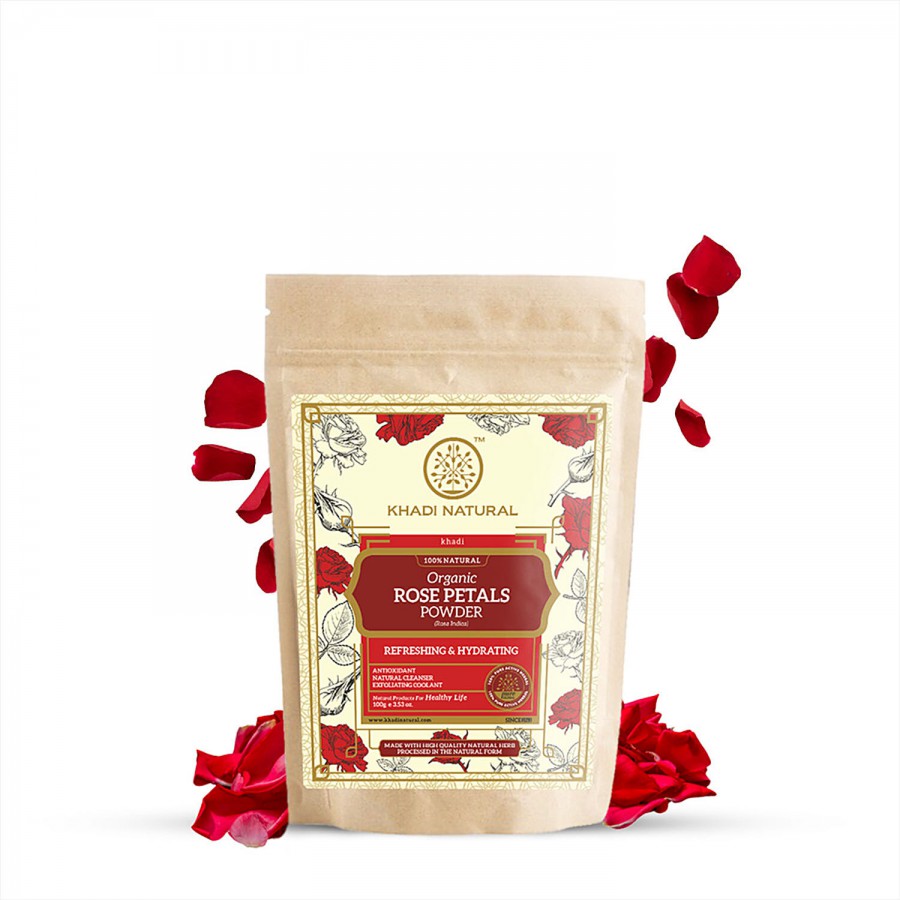 Khadi Natural Rose Petals Organic Powder - Natural Cleanser