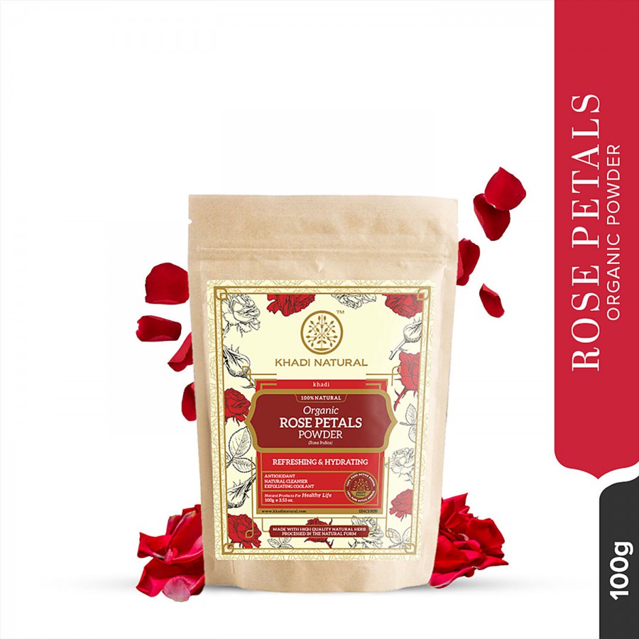 Khadi Natural Rose Petals Organic Powder - Natural Cleanser