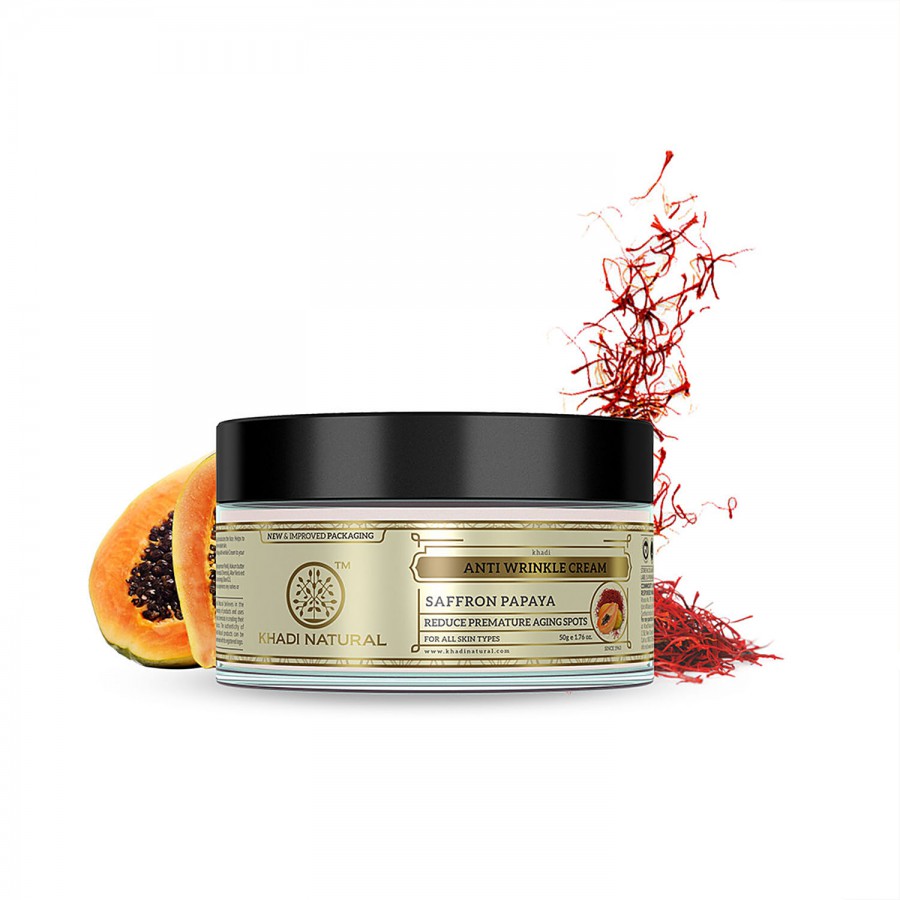 Khadi Natural Saffron Papaya Anti Wrinkle Cream - Removes Fine Lines & Wrinkles