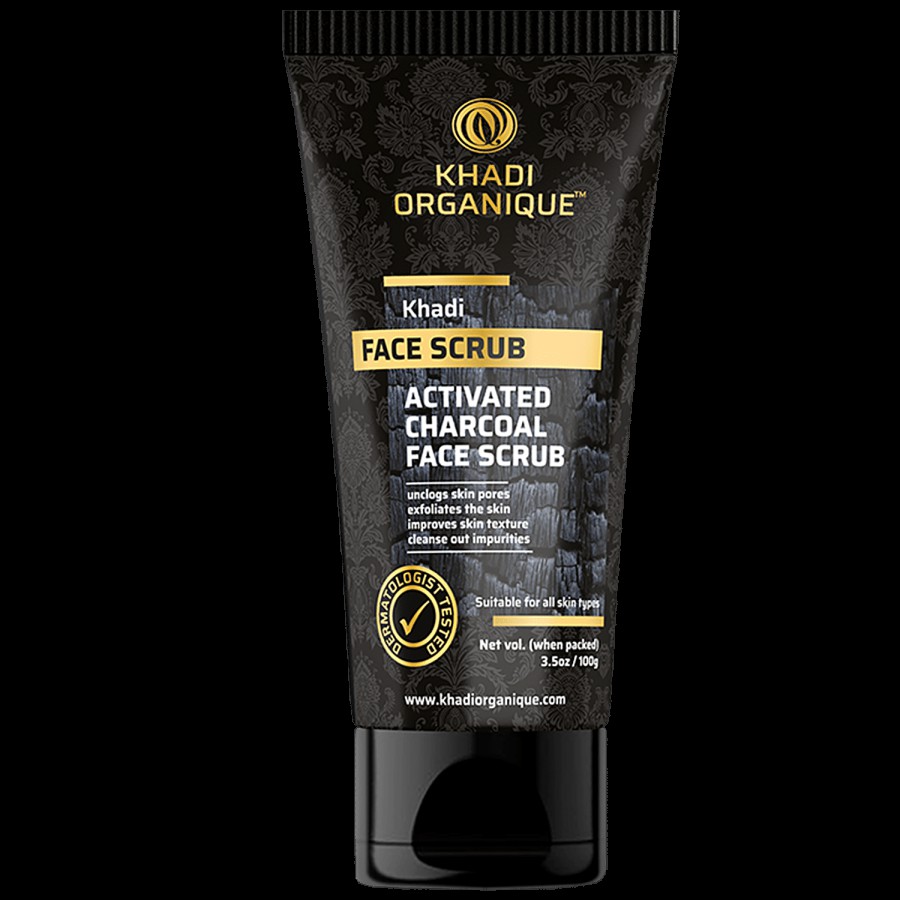 Khadi Organique Activated Bamboo Charcoal Face Scrub - 100 % Natural & Preservative