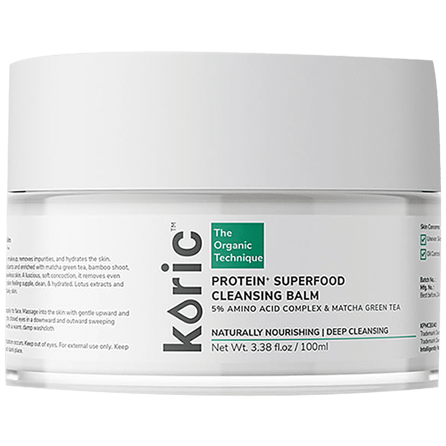 Koric Naturally Nourishing Protein+ Superfood Cleansing Balm pH: 6.4 - Removes Impurities & Hydrates