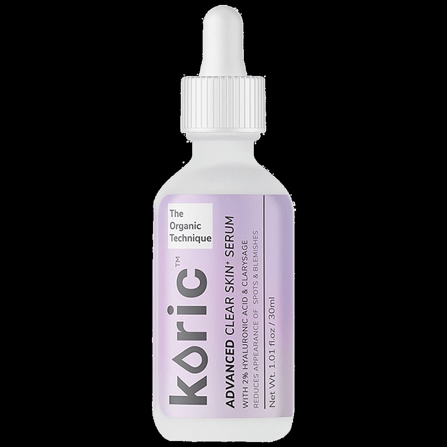 Koric Advanced Clear Skin+ Serum With 2% Hyaluronic Acid & Clary Sage - Reduces Spots & Blemishes