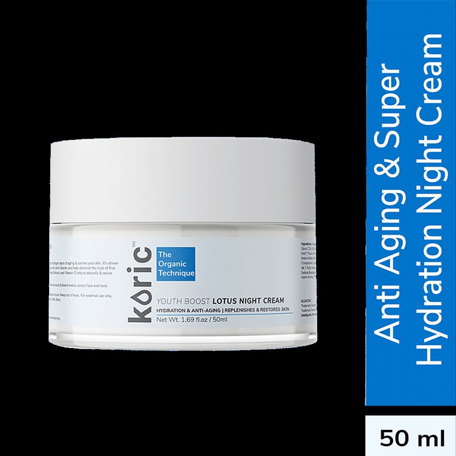 Koric Hydration & Anti-Aging Youth Boost Lotus Night Cream pH: 5 - Replineshes & Restores Skin