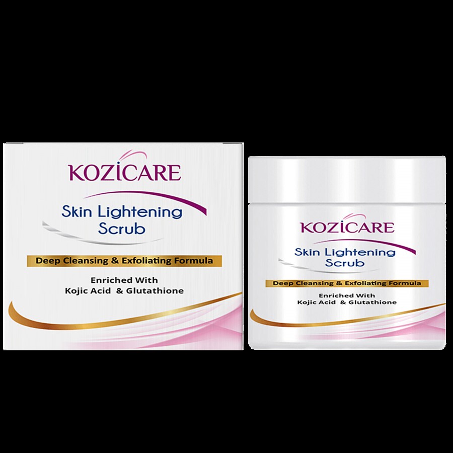 Kozicare Skin Lightening Scrub - Deep Cleansing & Exfoliating Formula Enriched With Kojic Acid & Glutathione