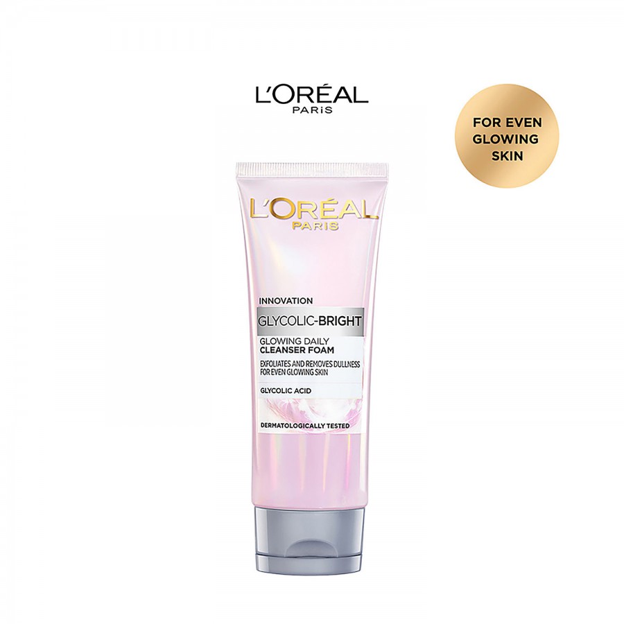 L'Oreal Paris Glycolic-Bright Glowing Daily Foam Cleanser - Exfoliates & Removes Dullness