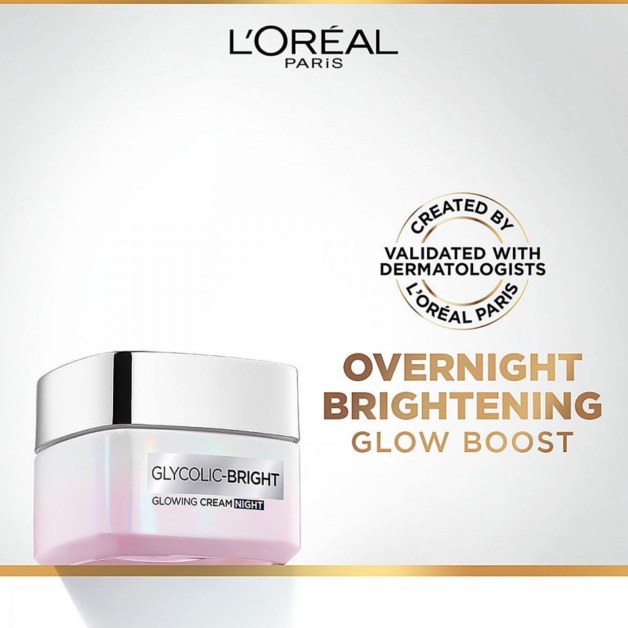 L'Oreal Paris Glycolic Bright Glowing Night Cream - For Dark Spot Removal & Glowing Skin