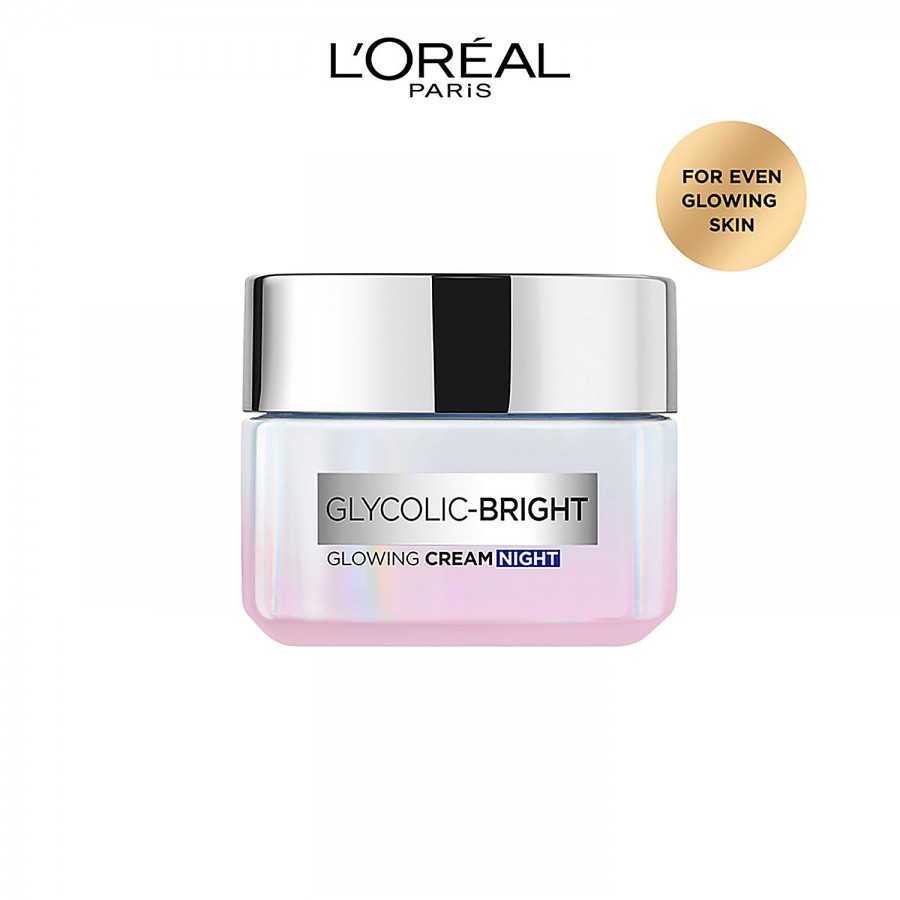 L'Oreal Paris Glycolic Bright Glowing Night Cream - For Dark Spot Removal & Glowing Skin